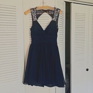 B. SMART Navy Blue Embellished Dress for Homecoming, Semiformal, or Wedding